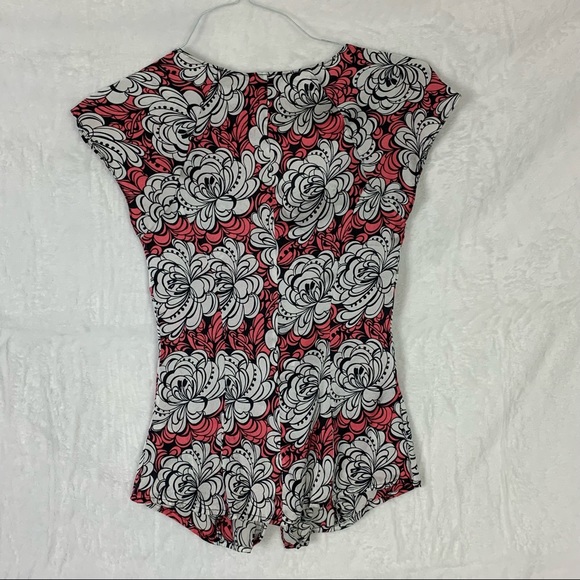 guess jeans xs pink and white silk floral abstract blouse - Picture 13 of 16